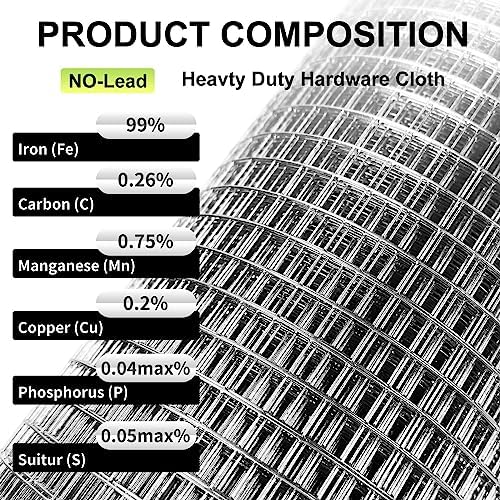 Hardware Cloth 16'' x 10' 1/4 in Galvanized Wire Mesh Roll (23 GA) Chicken Wire Fence Roll for Chicken Pen/coop Fences, Screen mesh, Rabbit/Snake Fences, Poultry enclosures, Handicraft Making, etc. - Image 4