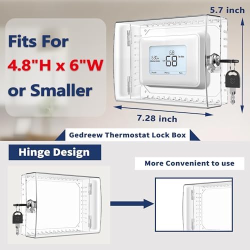 Large Thermostat Lock Box Cover with Key, Clear Thermostat Cover with Lock Compatible With Honeywell Home Thermostat On Wall, AC Lock Box Cover with Key Fits Thermostats 5"H x 6" W or Smaller - Image 2