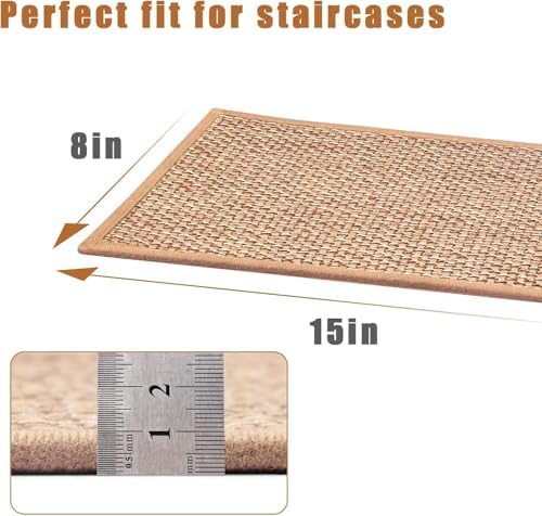 Stair Treads for Wooden Steps Indoor,8" X 30" (15 in Pack) Carpet Stair Treads for Wood Stairs, Machine Washable Stair Runners for Kids Elders and Pets,Beige - Image 6