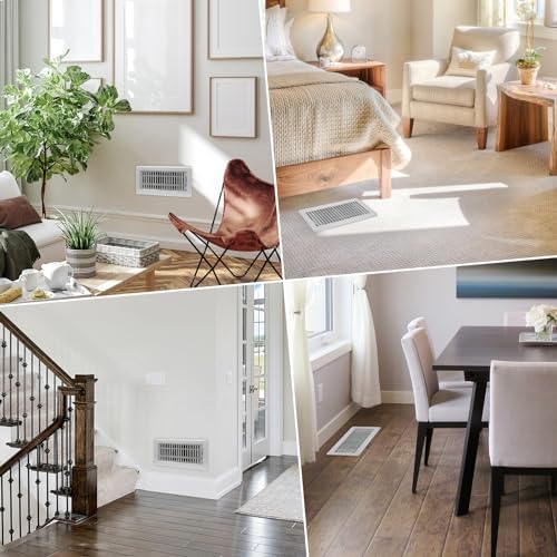 4" x 10" Floor Register 2 Pack - Heavy Duty Steel Walkable Floor Vents - Easy Adjust Air Supply Lever - Vent Covers for Home (White) - Image 7