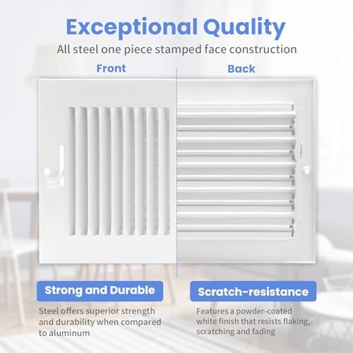 12 x 8 Inch [Duct Opening] Air Vent Covers for Wall or Ceiling - High Airflow 2 Way Steel Ventilation - Adjustable Wall/Ceiling Register, 13-3/4 Inch x 9-3/4 Inch [Overall Dimensions] - Image 3