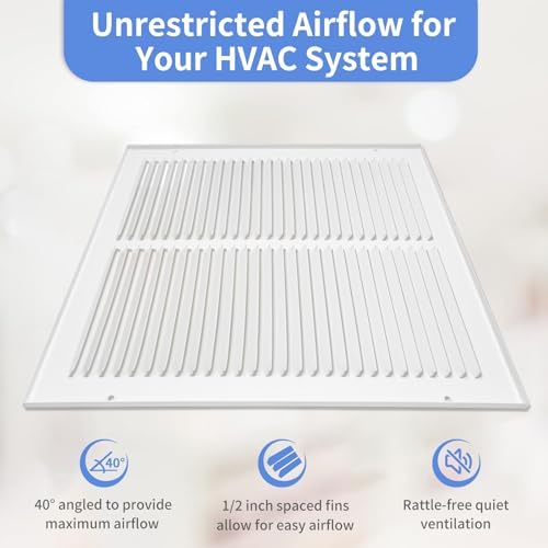 14"W x 6"H [Duct Opening Size] Steel Return Air Grille, Air Return Vent Cover for Ceiling and Sidewall - HVAC Air Vent Covers - [Outer Dimensions: 15.75"W x 7.75"H] - Image 4