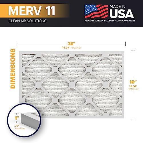 BNX TruFilter 16x25x1 Air Filter MERV 11 (6-Pack) - MADE IN USA - Allergen Defense Electrostatic Pleated Air Conditioner HVAC AC Furnace Filters for Allergies, Dust, Pet, Smoke, Allergy MPR 1200 FPR 7 - Image 2