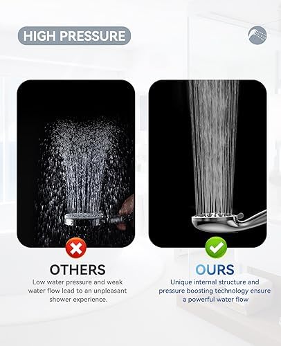 JDO Shower Head with Handheld, High Pressure Handheld Shower Head 9 Settings, Detachable Shower Head Set with Stainless Steel Hose and Shower Bracket (Chrome) - Image 5