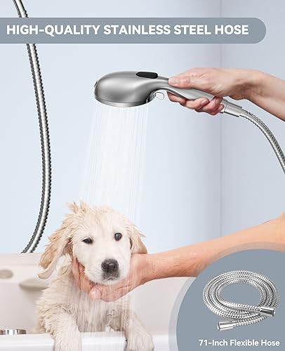 JDO Shower Head with Handheld, High Pressure Handheld Shower Head 9 Settings, Detachable Shower Head Set with Stainless Steel Hose and Shower Bracket (Chrome) - Image 6