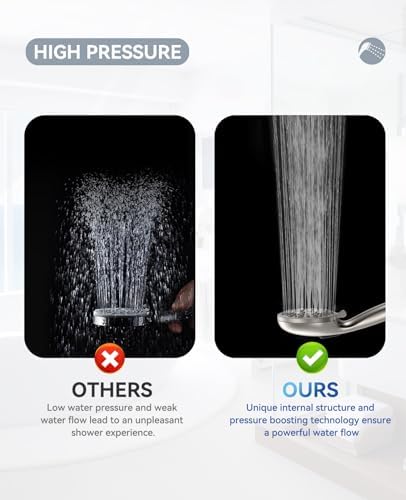 JDO Shower Head with Handheld, High Pressure Handheld Shower Head 9 Settings, Detachable Shower Head Set with Stainless Steel Hose and Shower Bracket (Brushed Nickel) - Image 5