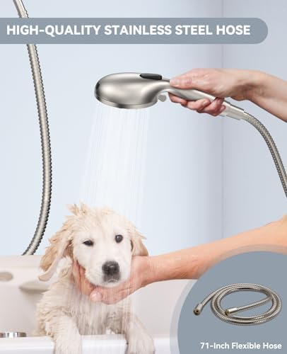 JDO Shower Head with Handheld, High Pressure Handheld Shower Head 9 Settings, Detachable Shower Head Set with Stainless Steel Hose and Shower Bracket (Brushed Nickel) - Image 6
