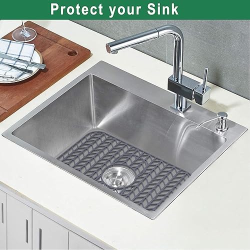 GUUKIN Sink Protectors for Kitchen Sink 19x13 & 24x12.5 & 13x11 & 26x14 & 28x14 & 29x15, Large Silicone Mats Grid for Bottom of Farmhouse Stainless Steel (19x12.5 with 3 Reserved Holes) - Image 4