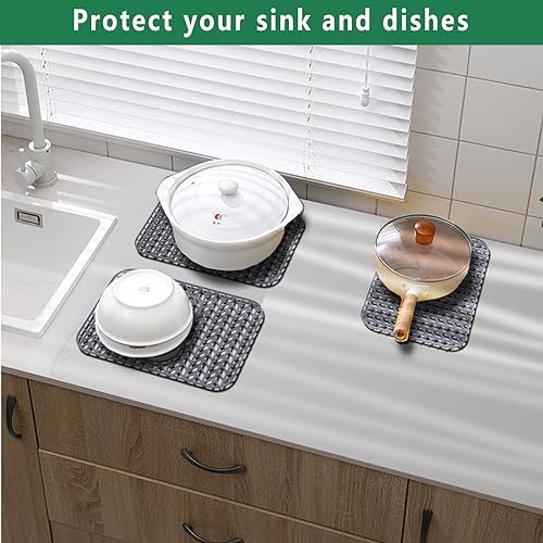 GUUKIN Sink Protectors for Kitchen Sink 19x13 & 24x12.5 & 13x11 & 26x14 & 28x14 & 29x15, Large Silicone Mats Grid for Bottom of Farmhouse Stainless Steel (19x12.5 with 3 Reserved Holes) - Image 6