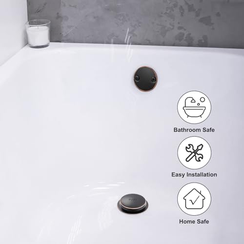 Oil Rubbed Bronze Bathtub Drain Tip-Toe Tub Trim Set with Two-Hole Overflow Faceplate Bathroom Tub Drains Replacement Conversion Kit - Image 5