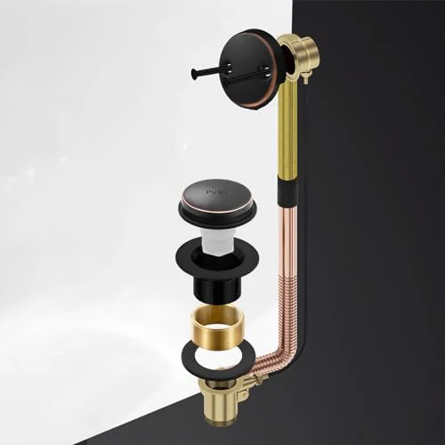 Oil Rubbed Bronze Bathtub Drain Tip-Toe Tub Trim Set with Two-Hole Overflow Faceplate Bathroom Tub Drains Replacement Conversion Kit - Image 6