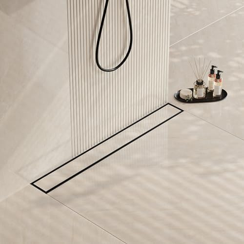 Neodrain 24 in Matte Black Linear Shower Drain- with 2-in-1 Flat & Tile Insert Cover, 304 Stainless Steel Rectangle Shower Floor Drain,Floor Shower Drain - Image 2