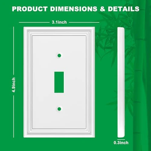 White Decorative Single Toggle Light Switch Covers Wall Plate, Natural Material Switch Plate Covers - Modern Style (1 Gang Toggle 4 Pack) - Image 3