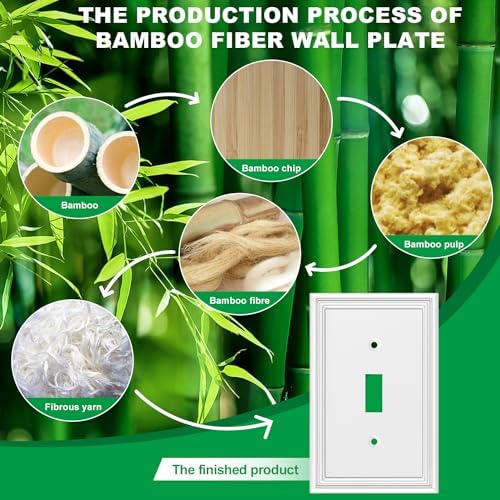 White Decorative Single Toggle Light Switch Covers Wall Plate, Natural Material Switch Plate Covers - Modern Style (1 Gang Toggle 4 Pack) - Image 5