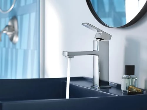 Moen Revyl Chrome One-Handle Single Hole Modern Bathroom Sink Faucet with Optional Deckplate and Spring Loaded Drain Assembly, 84771 - Image 6