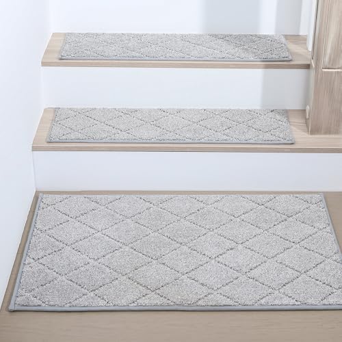 COSY HOMEER Edging Stair Treads Non-Slip Corner Indoor Stair Runners for Wooden Steps,Landing Slip Resistant Stair Rugs for Kids and Dogs, 100% Polyester TPE Backing,Grey,20"X32" - Image 9