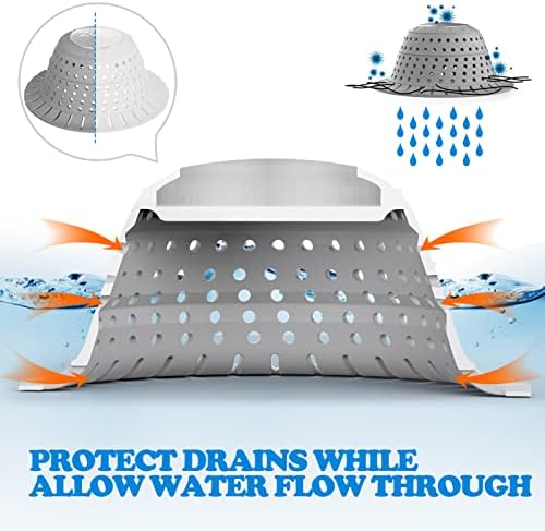 zaa Bathtub Drain Hair Catcher, Silicone Collapsible 3 Pack Drain Protector for Pop-Up and Regular Drains of Shower, Bathtub, Tub, Bathroom, Sink, Black Grey Blue - Image 5