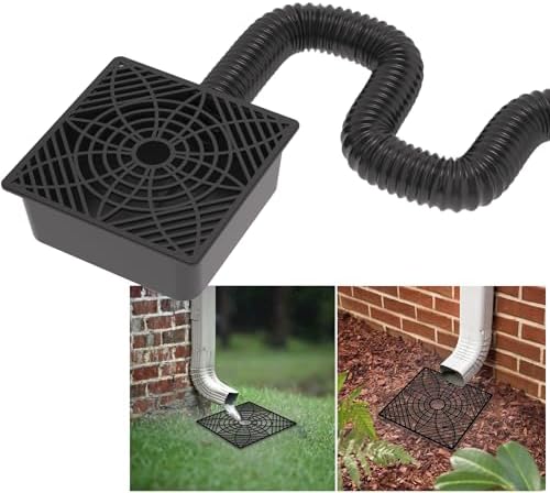 Gutter Downspout Extensions,Catch Basin Low Profile Downspout Extender | No Deep Dig Catch Basin, Flexible Pipe Extension to 5.1ft, Protect House Foundation - Image 7