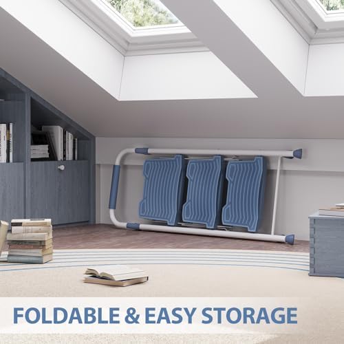 KINGRACK 3 Step Ladder, 900lbs Sturdy Step Stool with Handrail, Non-Skid Wide Pedals, Foldable 3 Stepladder with Safety Locking for Home, Garage, Garden, Office, Blue - Image 6