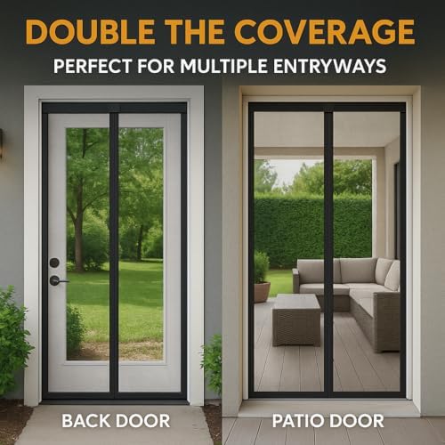 Flux Phenom The Magnetic Screen Door 38x82 Inch – Easy Install, Strong Magnet Strength, Self-Sealing Mesh, Pet Tested, Hands-Free Entry, Door Screen Magnetic Closure - Pack of 2 - Image 7