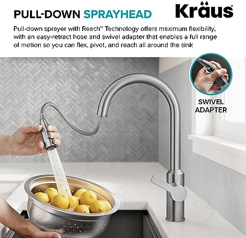 Kraus Oletto Kitchen Faucets Touchless Sensor Single Handle Pull-Down Sprayer in Brushed Brass, KSF-2830BB - Image 10