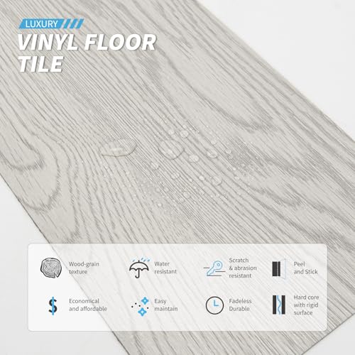 Art3d 36-Pack Peel and Stick Luxury Vinyl Flooring Tiles, 54 Sq. Ft Self Adhesive Wood Plank for Kitchen, Bedroom, Bathroom, Grey Ash - Image 4