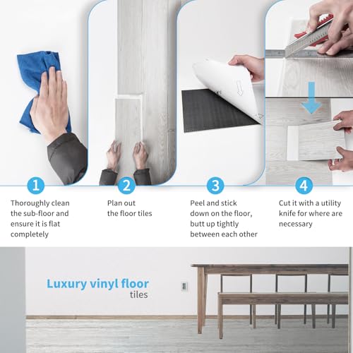 Art3d 36-Pack Peel and Stick Luxury Vinyl Flooring Tiles, 54 Sq. Ft Self Adhesive Wood Plank for Kitchen, Bedroom, Bathroom, Grey Ash - Image 7