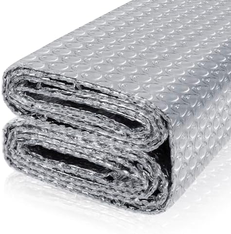Reflective Bubble Insulation Sheet, Double Side Aluminum Foil Bubble Shield, Aluminum Foil Thermal Insulation Radiant Barrier for Windows, RV, Roof, Garage Door (59IN X 8.2FT)
