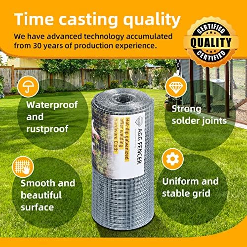 16inch x 50ft Hardware Cloth 1/2 inch Chicken Wire Fencing 19Ga, Hot Dipped Galvanized After Welding Garden Plant Supports Welded Metal Chicken Wire Fence, Poultry Animal Netting Cage Screen - Image 3