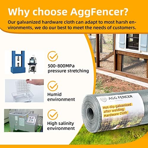 16inch x 50ft Hardware Cloth 1/2 inch Chicken Wire Fencing 19Ga, Hot Dipped Galvanized After Welding Garden Plant Supports Welded Metal Chicken Wire Fence, Poultry Animal Netting Cage Screen - Image 4