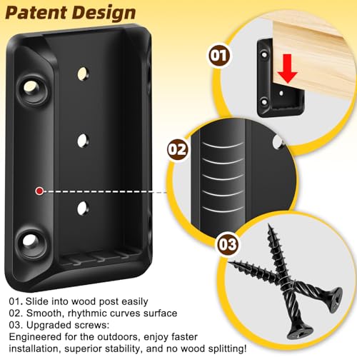 30 Pcs Deck Railing Bracket Connectors for 2"×4“ (Actually 1.5”x3.5“) Wood Post to Handrail Connection, Railing Connectors with 210 Pcs Galvanized Black Screws for Wooden Stair Fence Railings - Image 3