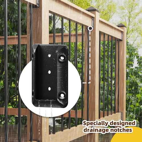20 Pack Deck Railing Bracket Connectors for 2"x4" (Actually 1.5"x3.5") Wooden Post, Premium Nylon 6/6 Rail Bracket with 140 Sturdy Galvanized Black Screws for Stair Fence Railings Handrail - Image 5