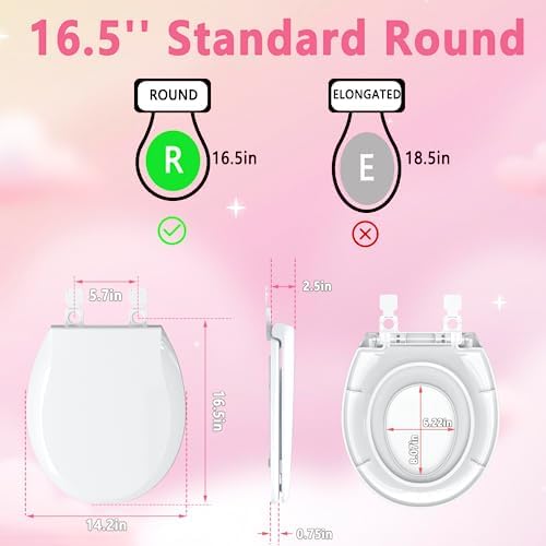 Toddler Toilet Seat with Potty Training Seat Round 16.5inch, 2 in 1 Toilet Seat for Family Built-in Baby Seat Removable, Soft Close + Easy Clean, PP Safe Material, White - Image 5