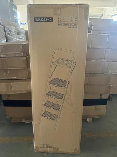 KINGRACK 4 Step Ladder with Tool Platform, Folding Step Stool with Wide Pedal, Safety Locking, Sturdy Steel Ladder Portable Safety Ladder for Painting Home Outdoor Garage - Image 13