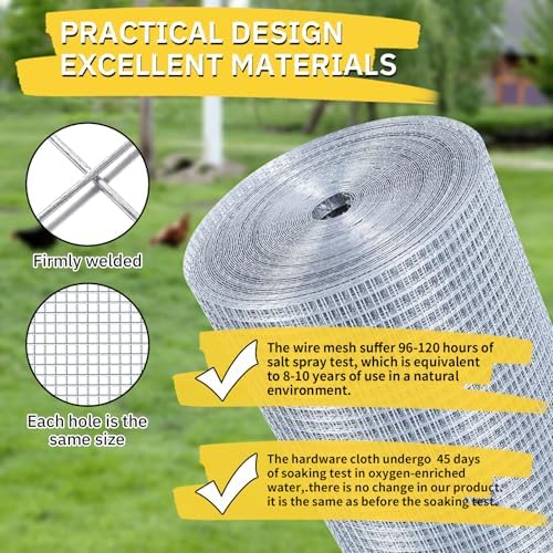 Hardware Cloth,1/4inch 48inx100ft 23 Gauge,Double-Layer Hot-Dip Galvanizing After Welding,Chicken Wire Fence Wire Mesh Fence Poultry Netting Garden Fence Tree Guard Rolls - Image 5