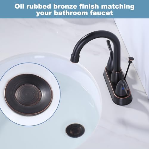 Bathroom Sink Drain with Lift Rod, Oil Rubbed Bronze Sink Drain with Overflow, ARCORA Drain Stopper for Vessel Sink - Image 2