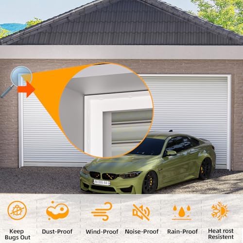 Garage Door Seal Top and Sides, 40 FT Universal TPE Weather Stripping Trim Seal Weatherproofing Seal with Nails and Lids in White - Image 6