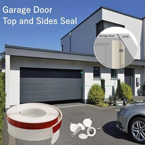 Garage Door Seal Top and Sides, 40 FT Universal TPE Weather Stripping Trim Seal Weatherproofing Seal with Nails and Lids in White - Image 7