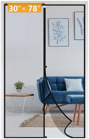 Yotache Magnetic Screen Door Fits Door Size 30 x 78, Screen Size 32" x 79" Strengthened Fiberglass Net Curtain Black