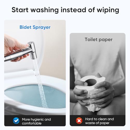 Arofa Chrome Handheld Bidet Sprayer for Toilet - Stainless Steel Cloth Diaper Jet Spray, Adjustable Water Pressure Control with Bidet Spray Hoses, Bidet Toilet Sprayer for Baby/Feminine Wash - Image 2