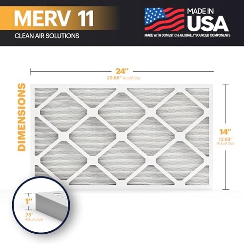 BNX TruFilter 14x24x1 Air Filter MERV 11 (6-Pack) - MADE IN USA - Allergen Defense Electrostatic Pleated Air Conditioner HVAC AC Furnace Filters for Allergies, Dust, Pet, Smoke, Allergy MPR 1200 FPR 7 - Image 2