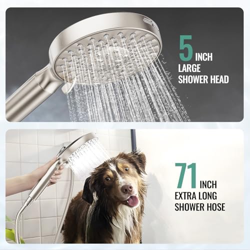 SR SUN RISE Filtered Shower Head with Handheld, High Pressure 9 Spray Mode Brushed Nickel Showerhead with Filters, detachable shower head,Water Softener Filters Beads for Hard Water - Remove Chlorine - Image 6