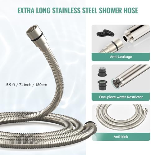 SR SUN RISE Filtered Shower Head with Handheld, High Pressure 9 Spray Mode Brushed Nickel Showerhead with Filters, detachable shower head,Water Softener Filters Beads for Hard Water - Remove Chlorine - Image 7