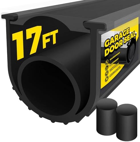 Holikme Garage Door Seals Bottom Rubber, Flexible Rubber Garage Door Seal, Garage Door Weather Stripping Kit Seal Strip Replacement, 5/16 Inch T-End, 3.74 Inch Width (17Ft, Black)