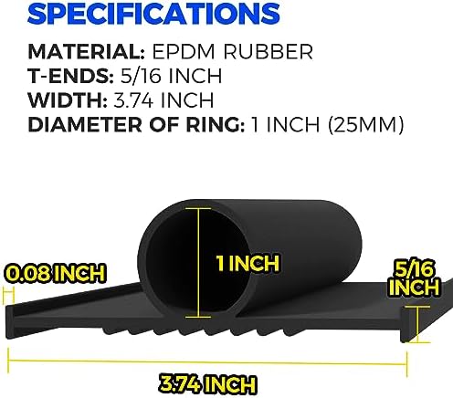 Holikme Garage Door Seals Bottom Rubber, Flexible Rubber Garage Door Seal, Garage Door Weather Stripping Kit Seal Strip Replacement, 5/16 Inch T-End, 3.74 Inch Width (17Ft, Black) - Image 6