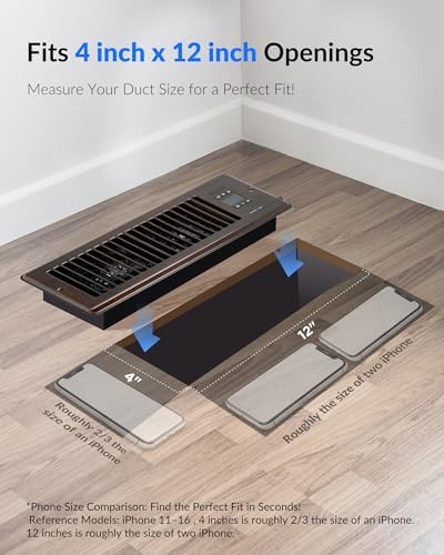 Super Quiet Register Booster Fan for 4" x 12" Register Holes, Smart Register Vent with Dual Intelligent Thermostat and WIFI App Control, Heating Cooling AC Vent Fan (ORB) - Image 2