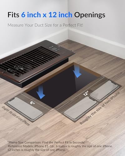 Super Quiet Register Booster Fan for 6" x 12" Register Holes, Smart Register Vent with Dual Intelligent Thermostat and WIFI App Control, Heating Cooling AC Vent Fan (ORB) - Image 2