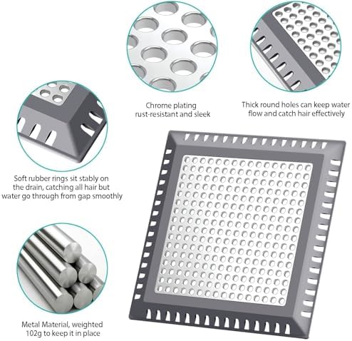Hair Catcher/Drain Strainer/Shower Drain Cover for Bathroom Floor Drain, Stainless Steel and Silicone (6 inch, Dark Grey) - Image 3