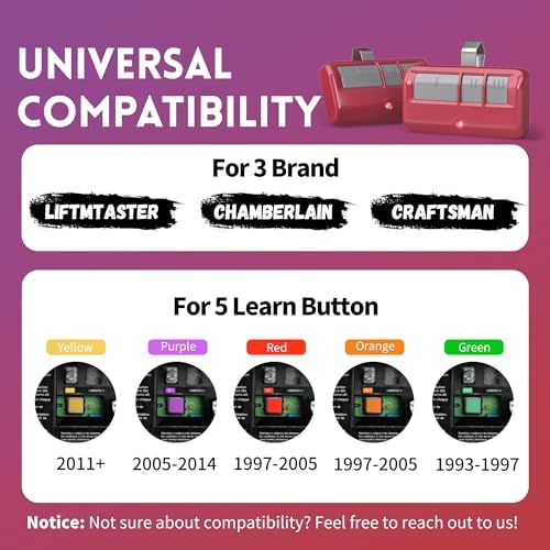 2 for Chamberlain LiftMaster Craftsman Garage Door Opener Remote 893LM 893Max 971LM Universal, Red - Image 3