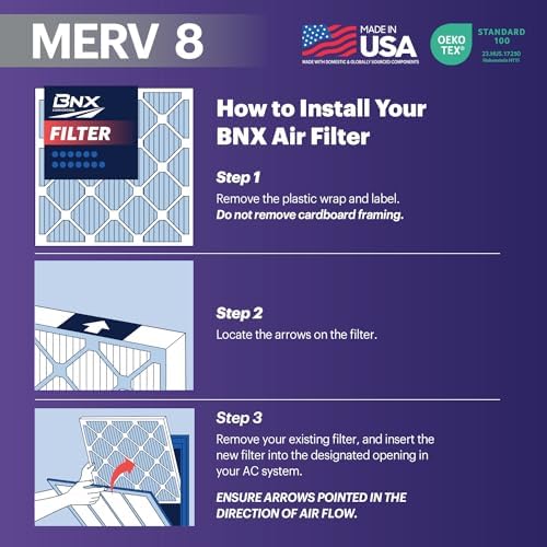 BNX TruFilter 14x14x1 Air Filter MERV 8 (6-Pack) - MADE IN USA – Dust & Pet Defense Pleated Air Conditioner HVAC AC Furnace Filters for Dust, Pet, Mold, Pollen MPR 600 – 700 & FPR 5 - Image 8
